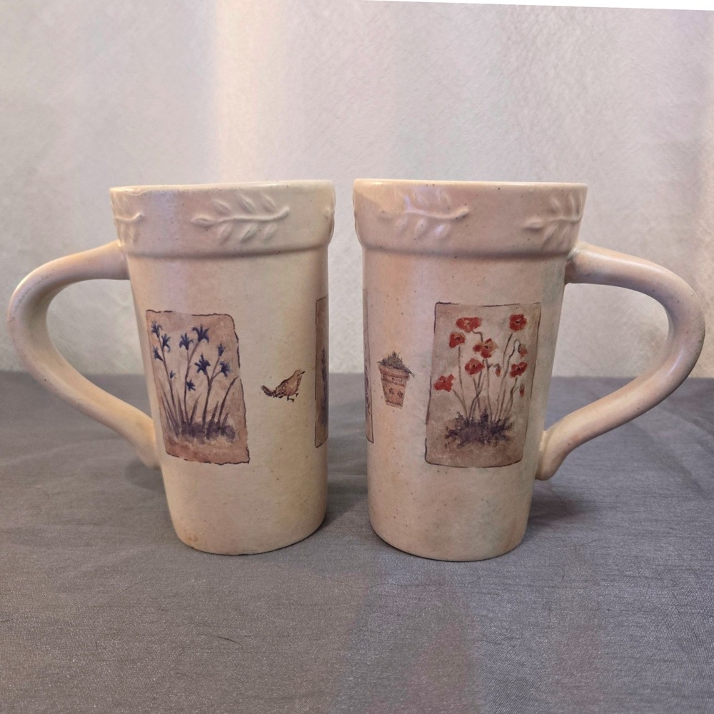 Sonoma Lifestyle Large 5 3/4 inch Mug, Summer Fields Pattern Set of Two